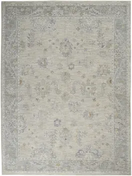 8' X 10' Ivory and Gray Floral Power Loom Area Rug