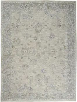 8' X 10' Ivory and Gray Floral Power Loom Area Rug