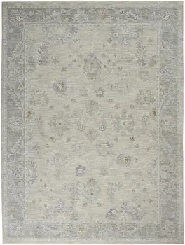 8' X 10' Ivory and Gray Floral Power Loom Area Rug