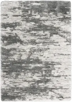 5' X 7' Charcoal and Ivory Abstract Shag Area Rug
