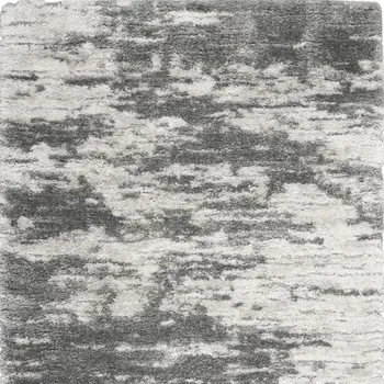 5' X 7' Charcoal and Ivory Abstract Shag Area Rug