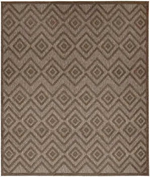 8' X 10' Dark Brown And Light Brown Geometric Indoor Outdoor Area Rug