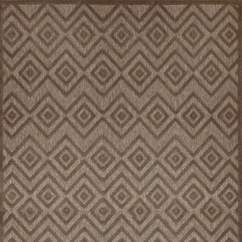 8' X 10' Dark Brown And Light Brown Geometric Indoor Outdoor Area Rug