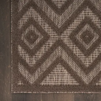 8' X 10' Dark Brown And Light Brown Geometric Indoor Outdoor Area Rug