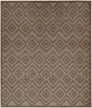 8' X 10' Dark Brown And Light Brown Geometric Indoor Outdoor Area Rug