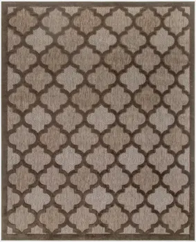 8' X 10' Dark Brown And Light Brown Trellis Indoor Outdoor Area Rug