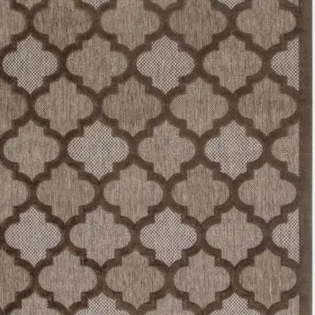 8' X 10' Dark Brown And Light Brown Trellis Indoor Outdoor Area Rug