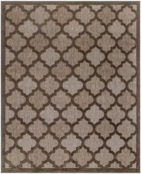 8' X 10' Dark Brown And Light Brown Trellis Indoor Outdoor Area Rug