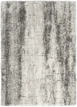 5' X 7' Charcoal and Ivory Abstract Shag Area Rug