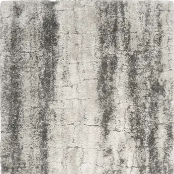 5' X 7' Charcoal and Ivory Abstract Shag Area Rug