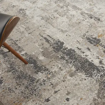 8' X 10' Cream Black and Gray Abstract Area Rug