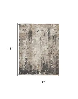 8' X 10' Cream Black and Gray Abstract Area Rug