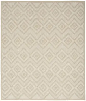 8' X 10' Cream And Beige Geometric Indoor Outdoor Area Rug