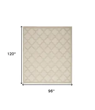 8' X 10' Cream And Beige Trellis Indoor Outdoor Area Rug