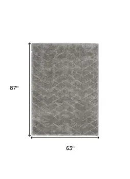 5' X 7' Gray Chevron Shag Area Rug