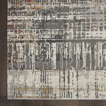 8' X 10' Ivory Gray and Golden Brown Abstract Area Rug