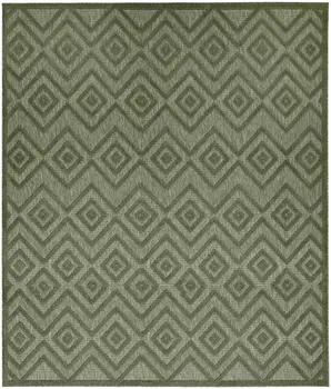 8' X 10' Dark Green And Light Green Geometric Indoor Outdoor Area Rug