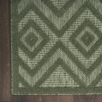 8' X 10' Dark Green And Light Green Geometric Indoor Outdoor Area Rug