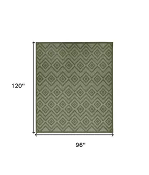 8' X 10' Dark Green And Light Green Geometric Indoor Outdoor Area Rug