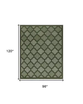 8' X 10' Dark Green And Light Green Trellis Indoor Outdoor Area Rug
