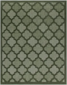 8' X 10' Dark Green And Light Green Trellis Indoor Outdoor Area Rug