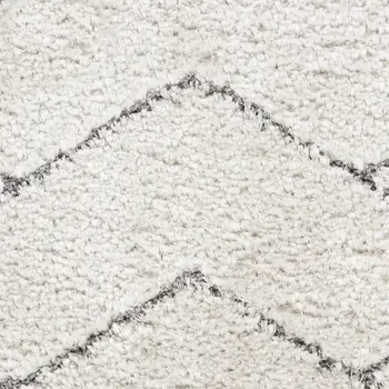5' X 7' Ivory and Gray Chevron Shag Area Rug
