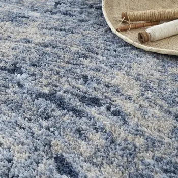 5' X 7' Sky Blue Abstract Shag Area Rug