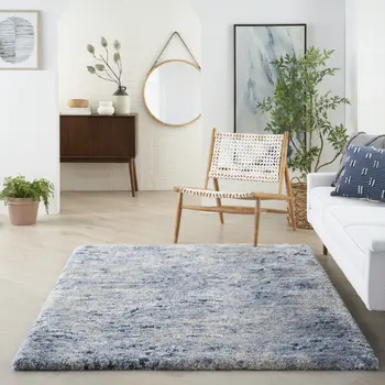 5' X 7' Sky Blue Abstract Shag Area Rug