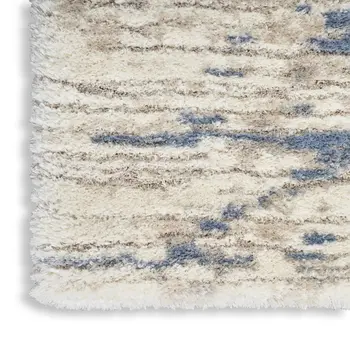 5' X 7' Light Blue Gray and Beige Abstract Shag Area Rug