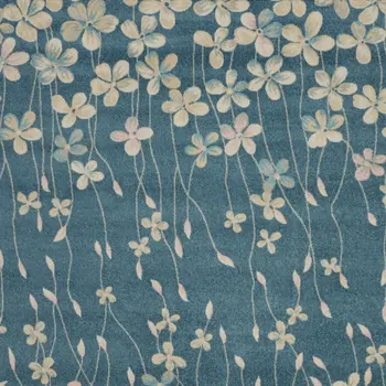 8' X 10' Turquoise and Cream Floral Area Rug