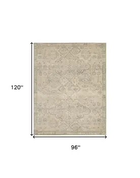 8' X 10' Beige And Gray Geometric Distressed Area Rug