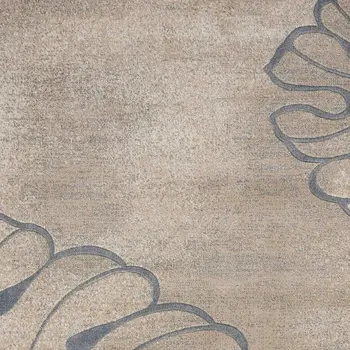 8' X 11' Beige and Gray Floral Non Skid Area Rug