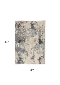 5' X 7' Cream and Gray Abstract Distressed Area Rug