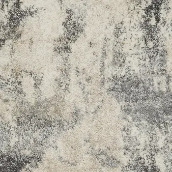 8' Cream and Gray Abstract Distressed Runner Rug