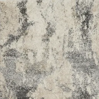 8' Cream and Gray Abstract Distressed Runner Rug
