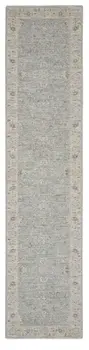 10' Ivory And Blue Floral Runner Rug