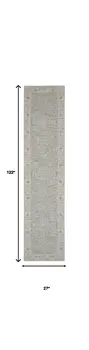 10' Ivory And Blue Floral Runner Rug