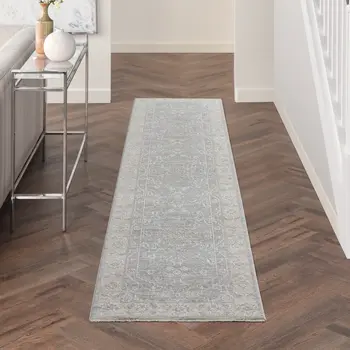 10' Blue Floral Runner Rug