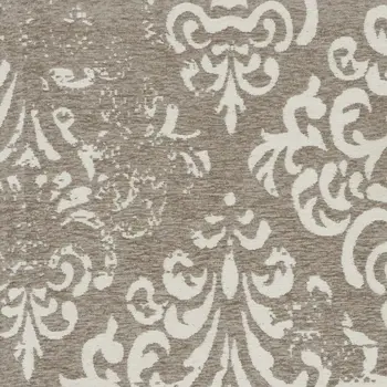 8' X 11' Ivory Blue and Slate Gray Floral Distressed Non Skid Area Rug