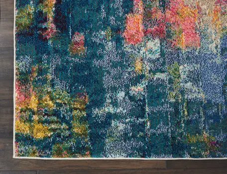 8' X 11' Blue and Yellow Abstract Power Loom Area Rug