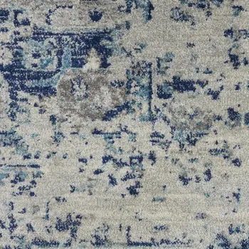 8' X 10' Ivory Pink And Gray Floral Medallion Distressed Area Rug