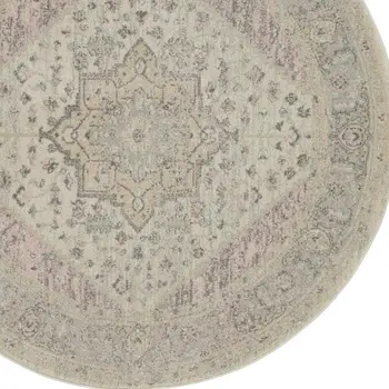 8' X 10' Ivory And Navy Blue Floral Medallion Distressed Area Rug