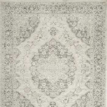 8' X 10' Ivory And Gray Floral Medallion Distressed Area Rug