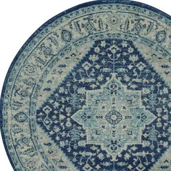 8' X 10' Ivory And Gray Floral Medallion Distressed Area Rug