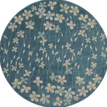 8' X 10' Ivory And Blue Floral Medallion Area Rug