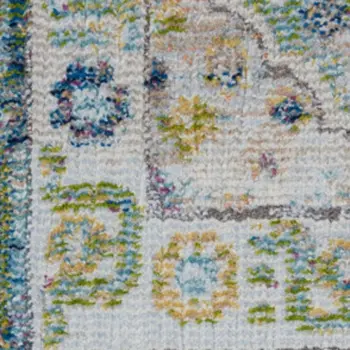 5' X 8' Ivory Blue and Red Floral Distressed Non Skid Area Rug