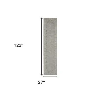 10' Gray Floral Runner Rug