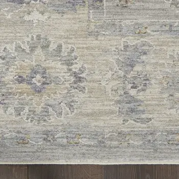 10' Gray Floral Runner Rug