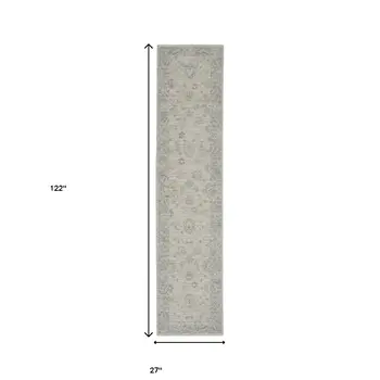 10' Gray Floral Runner Rug