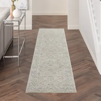 10' Gray Floral Runner Rug